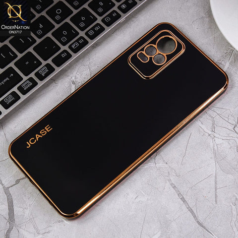 Vivo V21e Cover - Black - J-Case New Electroplating Borders  Camera Protection Soft Silicon Case
