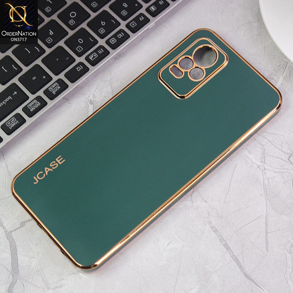 Vivo V21e Cover - Green - J-Case New Electroplating Borders  Camera Protection Soft Silicon Case