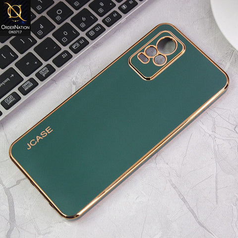 Vivo V21e Cover - Green - J-Case New Electroplating Borders  Camera Protection Soft Silicon Case