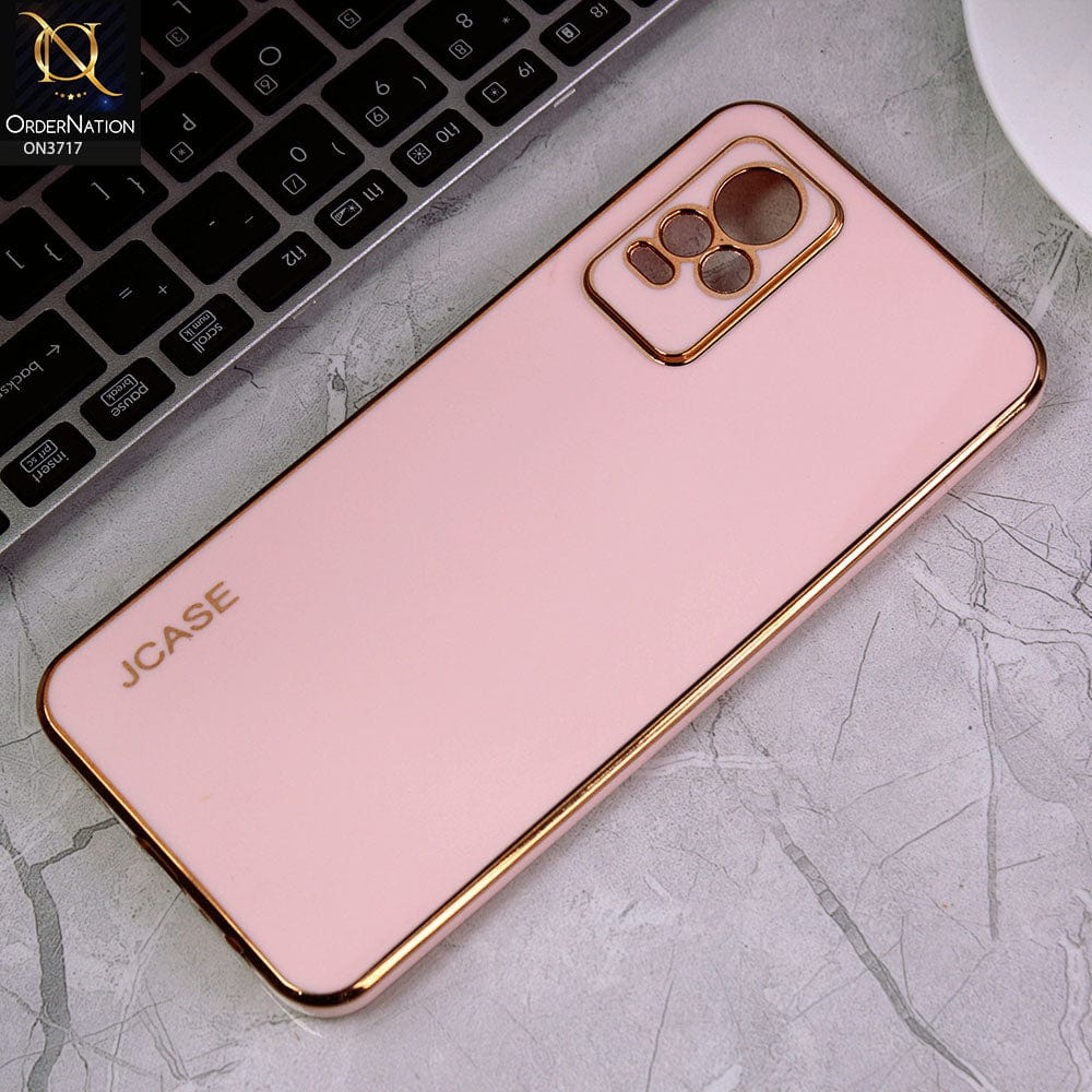 Vivo V21e Cover - Pink - J-Case New Electroplating Borders  Camera Protection Soft Silicon Case