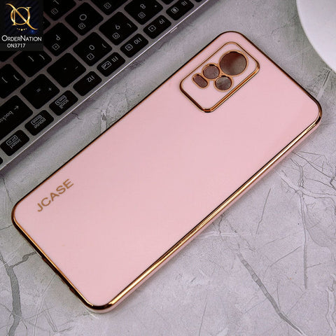Vivo V21e Cover - Pink - J-Case New Electroplating Borders  Camera Protection Soft Silicon Case