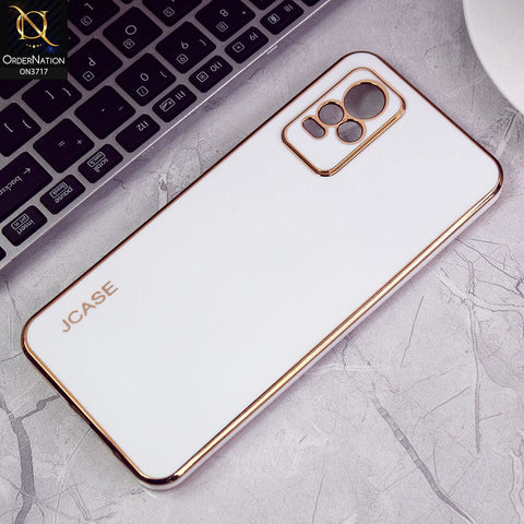 Vivo V21e Cover - White - J-Case New Electroplating Borders  Camera Protection Soft Silicon Case