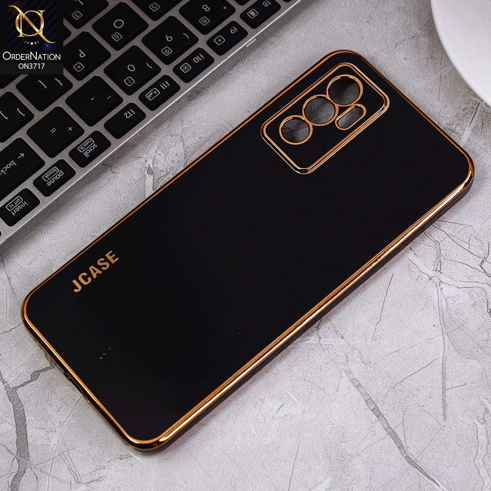 Vivo V23e Cover - Black - J-Case New Electroplating Borders  Camera Protection Soft Silicon Case
