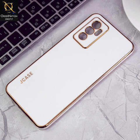 Vivo V23e Cover - White - J-Case New Electroplating Borders  Camera Protection Soft Silicon Case