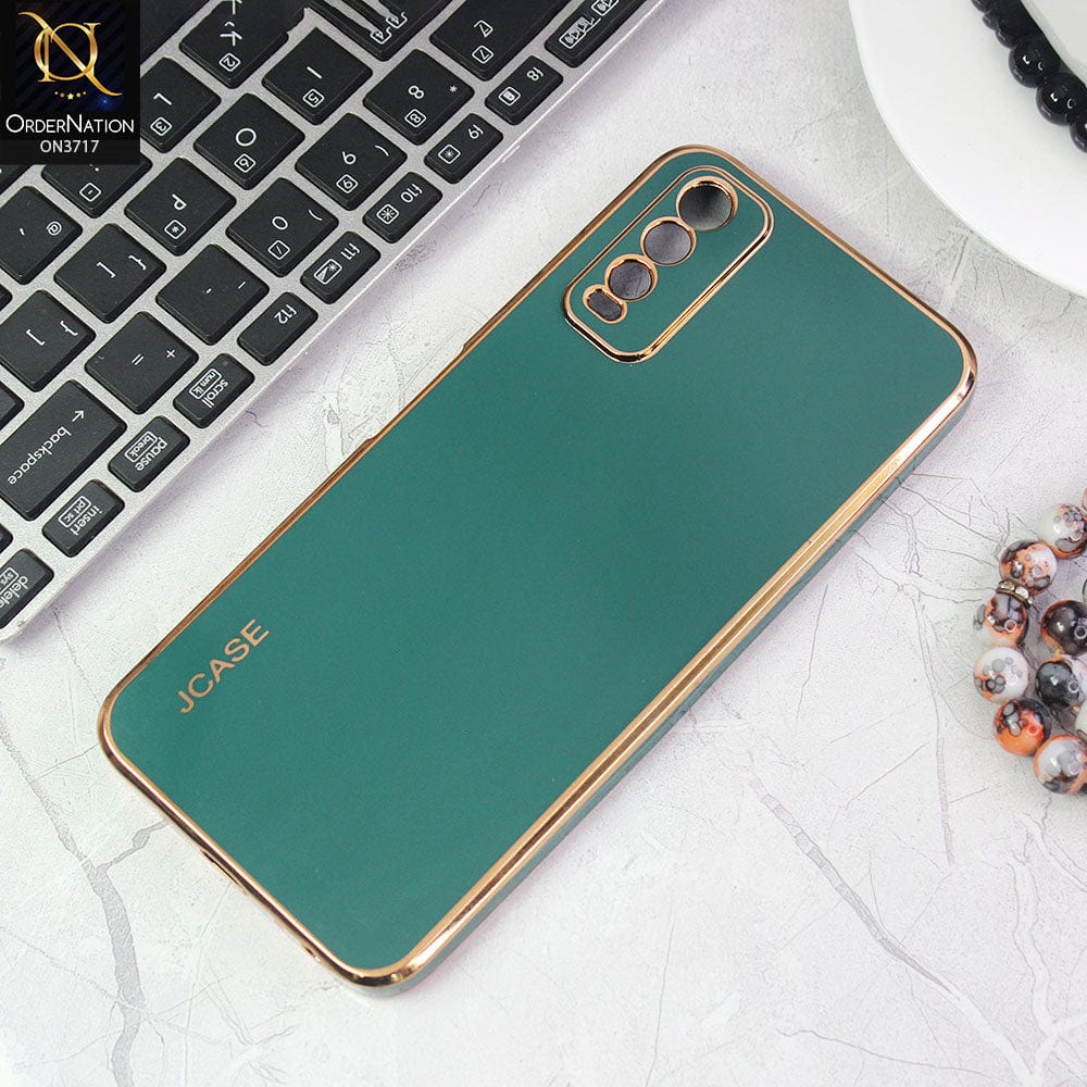 Vivo Y20 Cover - Green - J-Case New Electroplating Borders  Camera Protection Soft Silicon Case