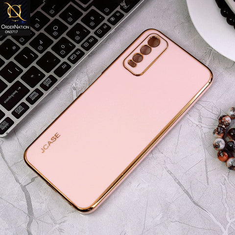 Vivo Y20i Cover - Pink - J-Case New Electroplating Borders  Camera Protection Soft Silicon Case