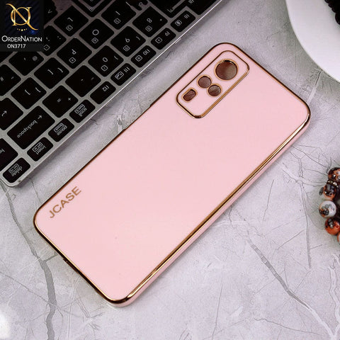 vivo Y33 Cover - Pink - J-Case New Electroplating Borders  Camera Protection Soft Silicon Case