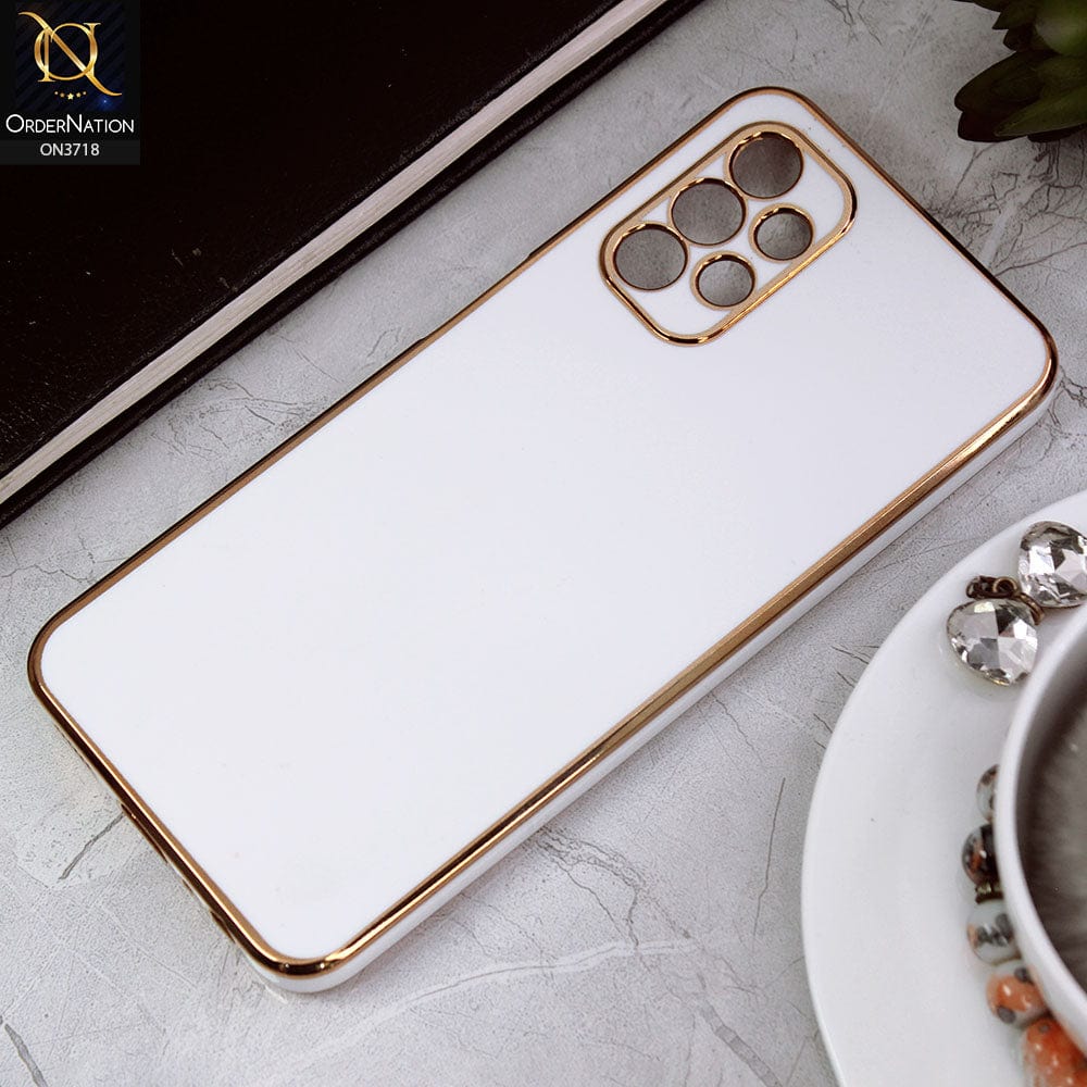 Samsung Galaxy A13 Cover - White - New Electroplating Borders Camera Protective Soft Silicon Case