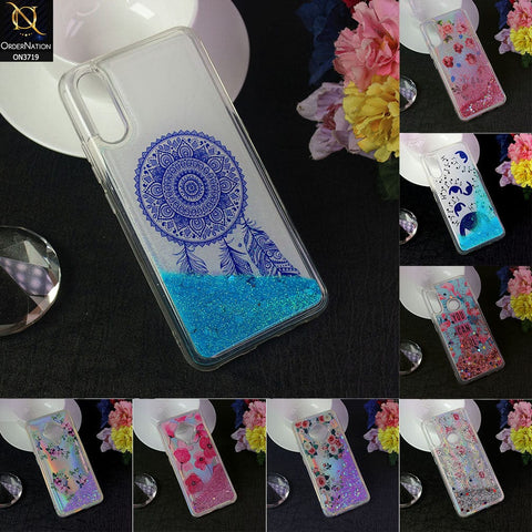 Huawei Y9 Prime 2019 Cover - Design 3 - New Flower Series Soft Silicone Bling Sparkle Moving  Liquid Glitter Case