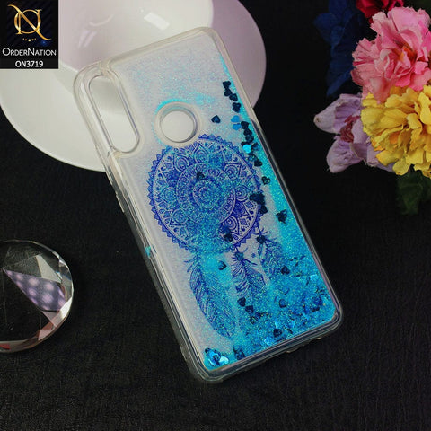 Huawei Y9 Prime 2019 Cover - Design 1 - New Flower Series Soft Silicone Bling Sparkle Moving  Liquid Glitter Case