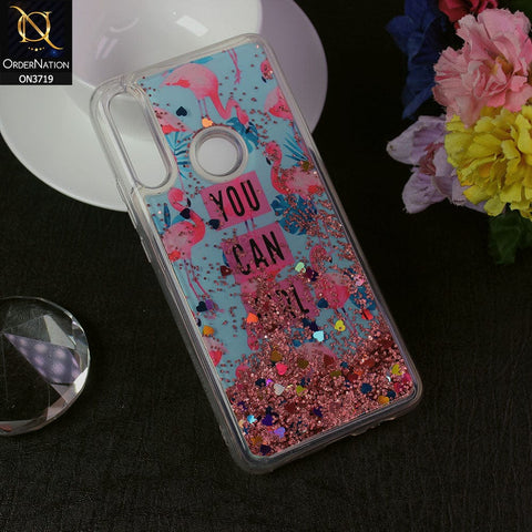 Honor 9X Cover - Design 3 - New Flower Series Soft Silicone Bling Sparkle Moving  Liquid Glitter Case