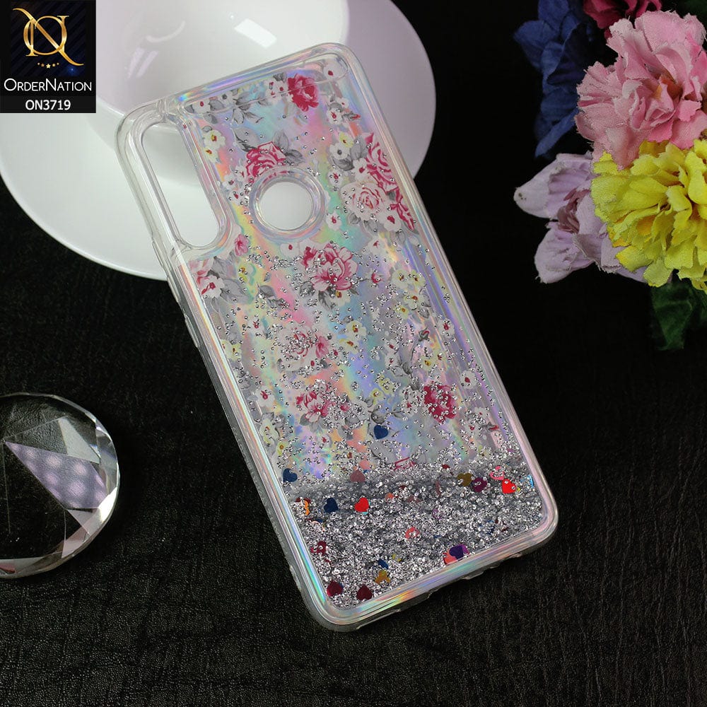 Honor 9X Cover - Design 4 - New Flower Series Soft Silicone Bling Sparkle Moving  Liquid Glitter Case