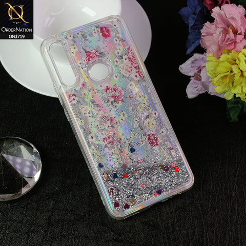Honor 9X Cover - Design 4 - New Flower Series Soft Silicone Bling Sparkle Moving  Liquid Glitter Case