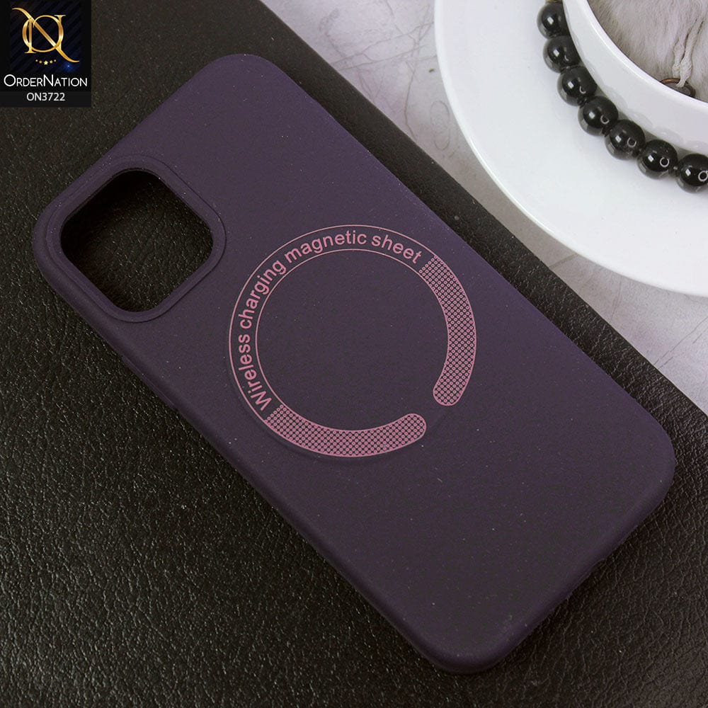 iPhone 11 Pro Max Cover - Deep Purple - Soft Shockproof Sillica Gel Case With Wireless Charging Magnetic Sheet