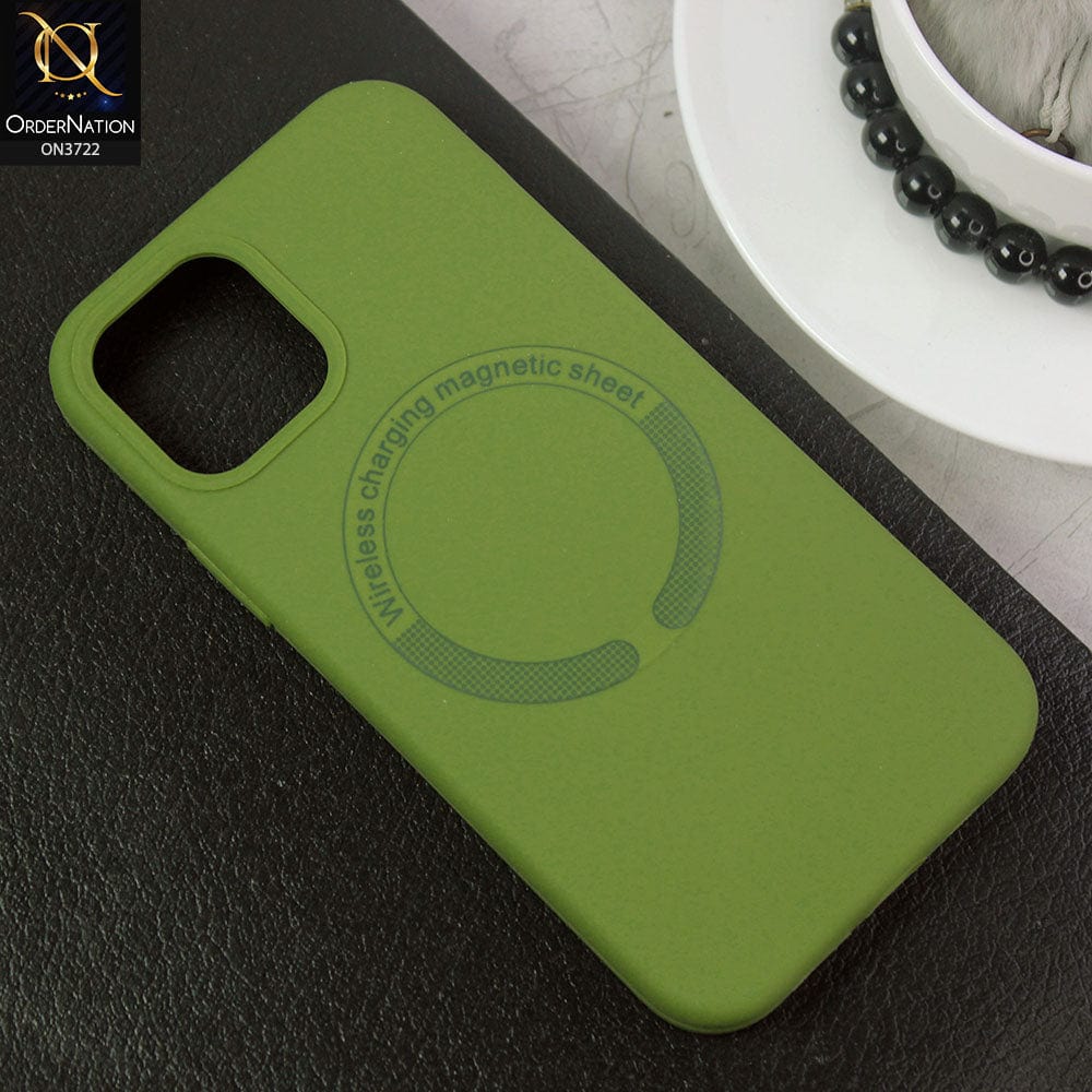 iPhone 11 Pro Max Cover - Green - Soft Shockproof Sillica Gel Case With Wireless Charging Magnetic Sheet