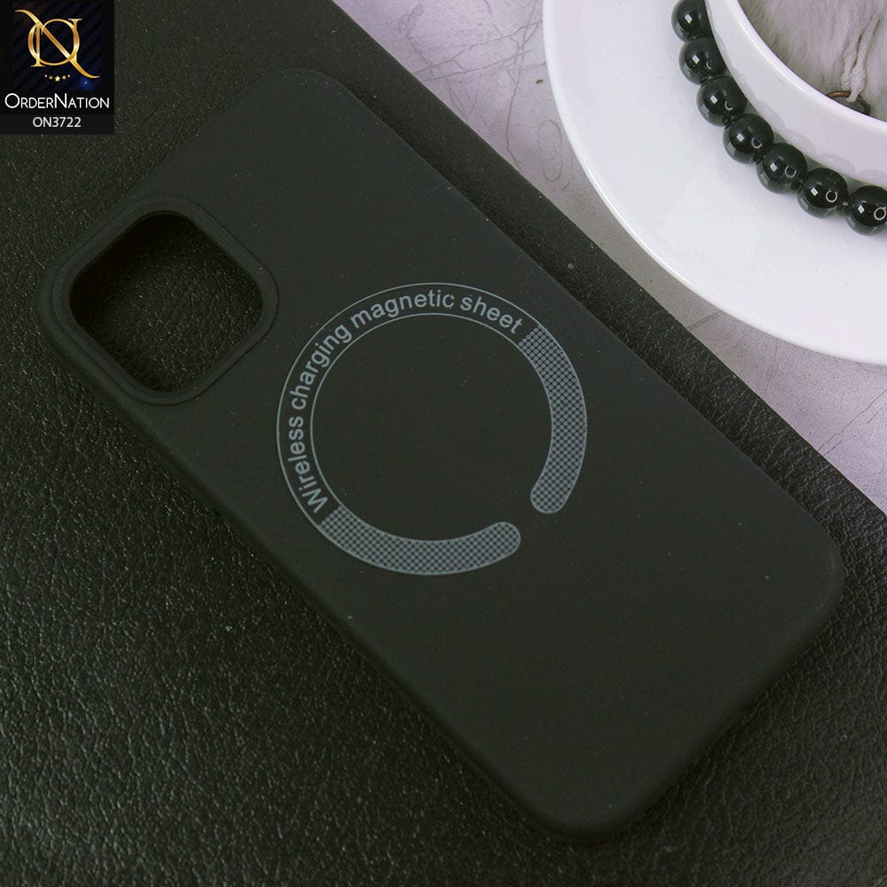 iPhone 12 Pro Cover - Black - Soft Shockproof Sillica Gel Case With Wireless Charging Magnetic Sheet