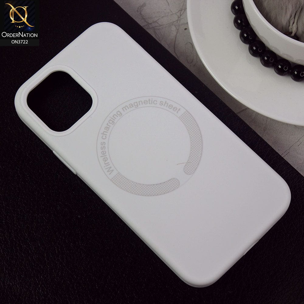 iPhone 12 Cover - White - Soft Shockproof Sillica Gel Case With Wireless Charging Magnetic Sheet