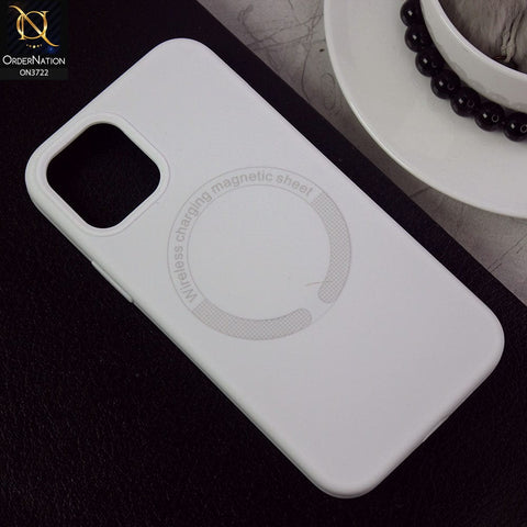 iPhone 12 Pro Cover - White - Soft Shockproof Sillica Gel Case With Wireless Charging Magnetic Sheet