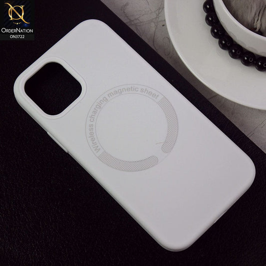 iPhone 12 Pro Max Cover - White - Soft Shockproof Sillica Gel Case With Wireless Charging Magnetic Sheet