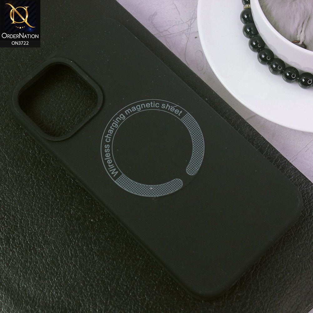 iPhone 13 Pro Cover - Black - Soft Shockproof Sillica Gel Case With Wireless Charging Magnetic Sheet