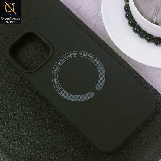 iPhone 13 Pro Cover - Black - Soft Shockproof Sillica Gel Case With Wireless Charging Magnetic Sheet