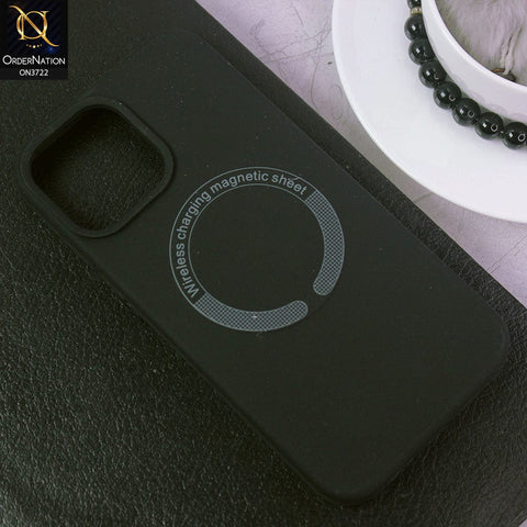 iPhone 13 Pro Cover - Black - Soft Shockproof Sillica Gel Case With Wireless Charging Magnetic Sheet