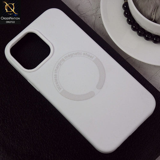 iPhone 13 Pro Cover - White - Soft Shockproof Sillica Gel Case With Wireless Charging Magnetic Sheet