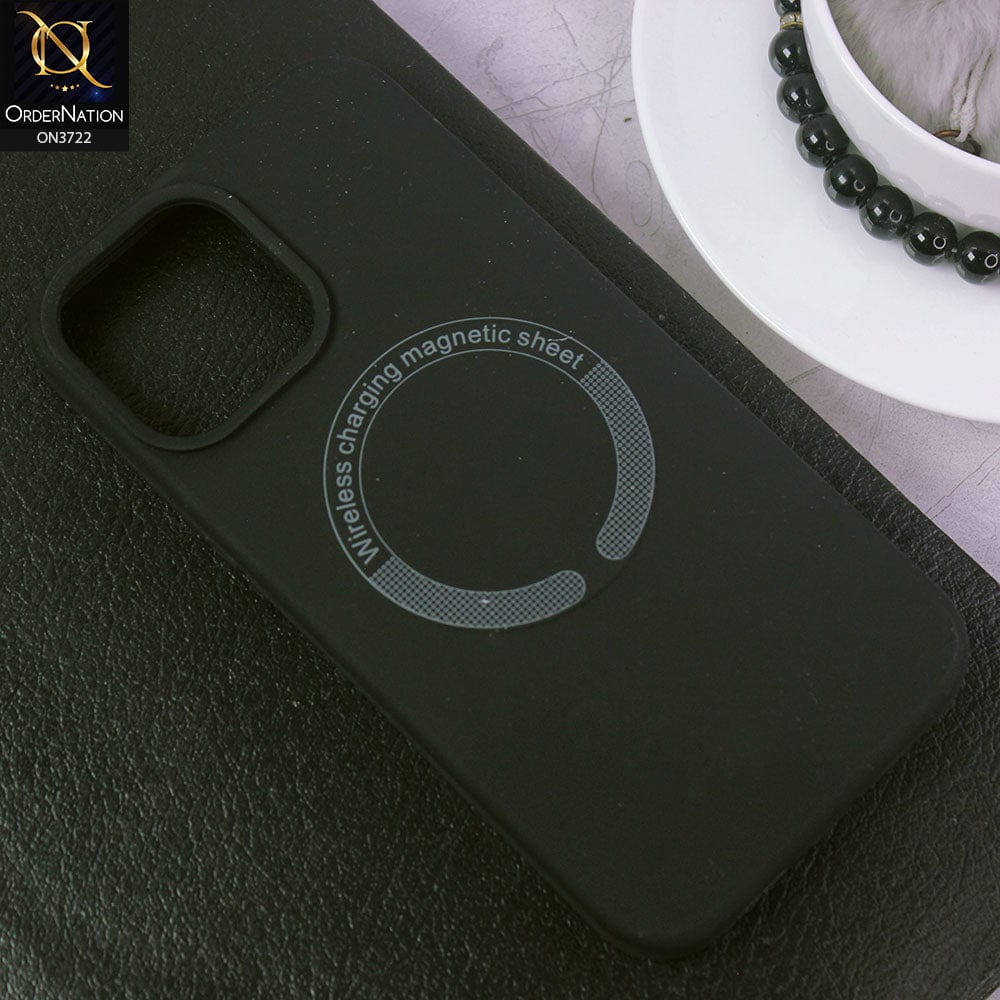 iPhone 13 Pro Max Cover - Black - Soft Shockproof Sillica Gel Case With Wireless Charging Magnetic Sheet