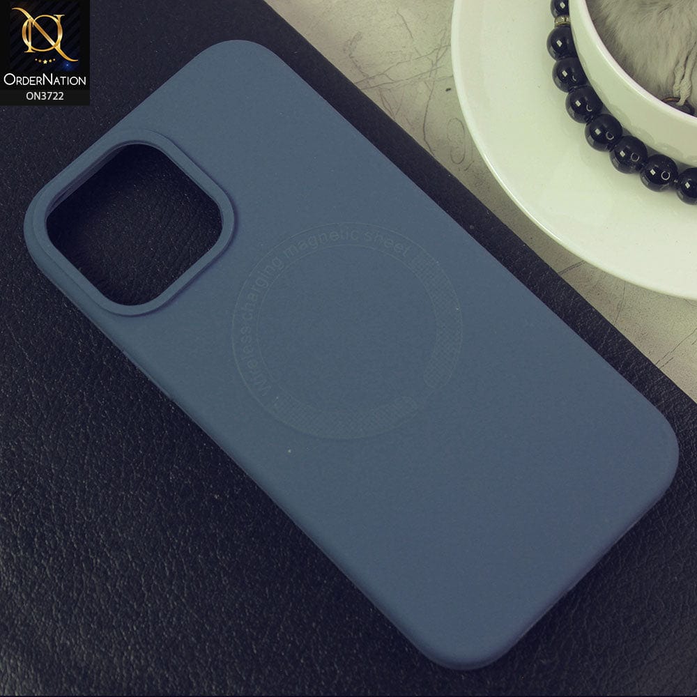 iPhone 13 Pro Max Cover - Blue - Soft Shockproof Sillica Gel Case With Wireless Charging Magnetic Sheet