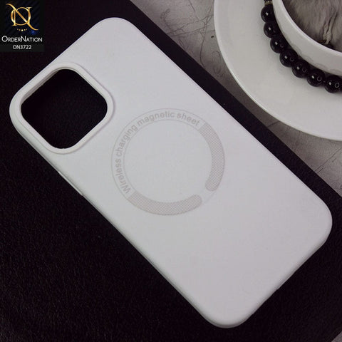 iPhone 13 Pro Max Cover - White - Soft Shockproof Sillica Gel Case With Wireless Charging Magnetic Sheet