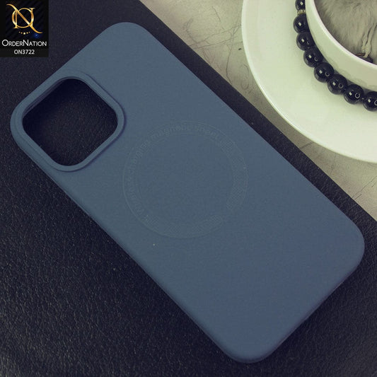 iPhone 14 Pro Cover - Blue - Soft Shockproof Sillica Gel Case With Wireless Charging Magnetic Sheet