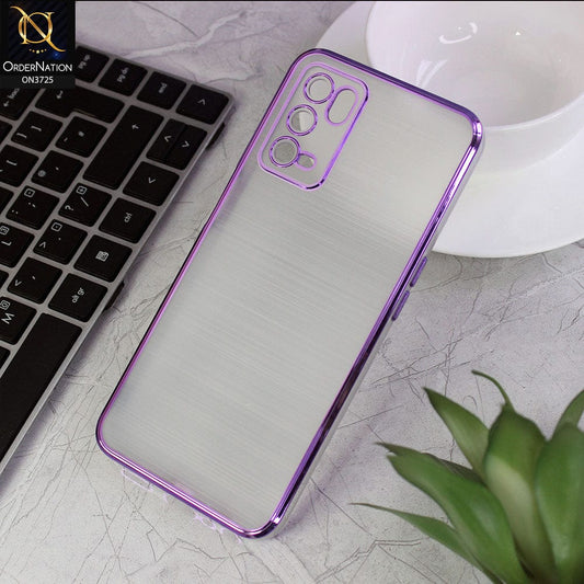 Oppo A16 Cover - Purple - New Trendy Glossy Border With Camera Protection Soft Silicon Case