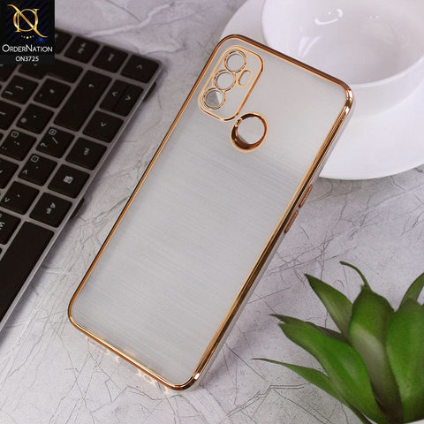 Oppo A53s Cover - Golden - New Trendy Glossy Border With Camera Protection Soft Silicon Case