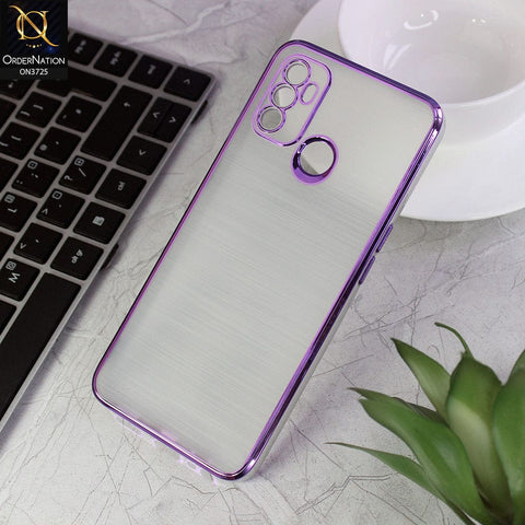 Oppo A53 Cover - Purple - New Trendy Glossy Border With Camera Protection Soft Silicon Case