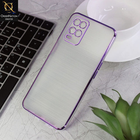 Oppo A54 4G Cover - Purple - New Trendy Glossy Border With Camera Protection Soft Silicon Case