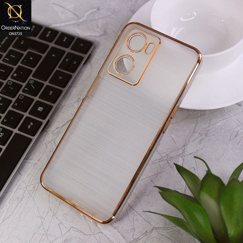Oppo A77s Cover - Golden - New Trendy Glossy Border With Camera Protection Soft Silicon Case