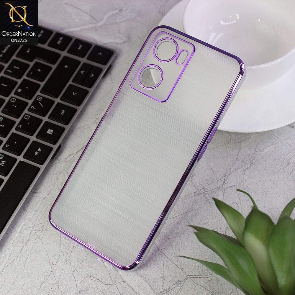 Oppo A57e Cover - Purple - New Trendy Glossy Border With Camera Protection Soft Silicon Case
