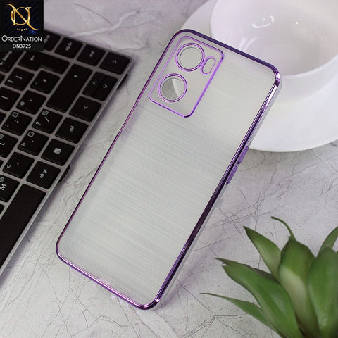 Oppo A57e Cover - Purple - New Trendy Glossy Border With Camera Protection Soft Silicon Case