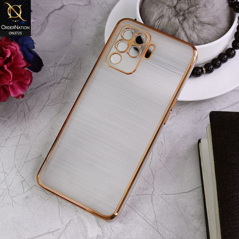 Oppo A94 Cover - Golden - New Trendy Glossy Border With Camera Protection Soft Silicon Case