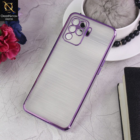 Oppo F19 Pro Cover - Purple - New Trendy Glossy Border With Camera Protection Soft Silicon Case