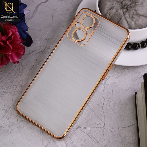 Oppo Reno 7 Lite Cover - Golden - New Trendy Glossy Border With Camera Protection Soft Silicon Case