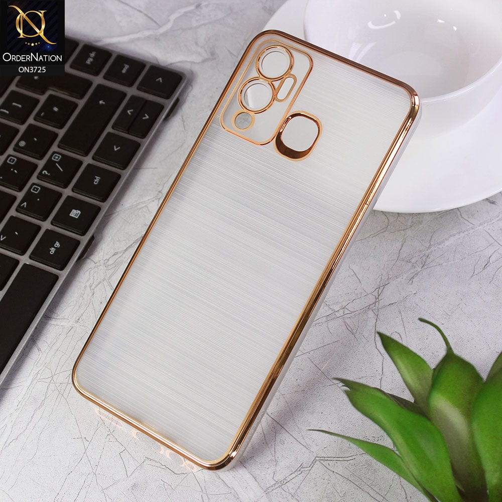 Infinix Hot 12 Play Cover - Golden - New Trendy Glossy Border With Camera Protection Soft Silicon Case