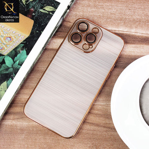 iPhone 13 Pro Max Cover - Golden - New Trendy Glossy Border With Camera Protection Soft Silicon Case