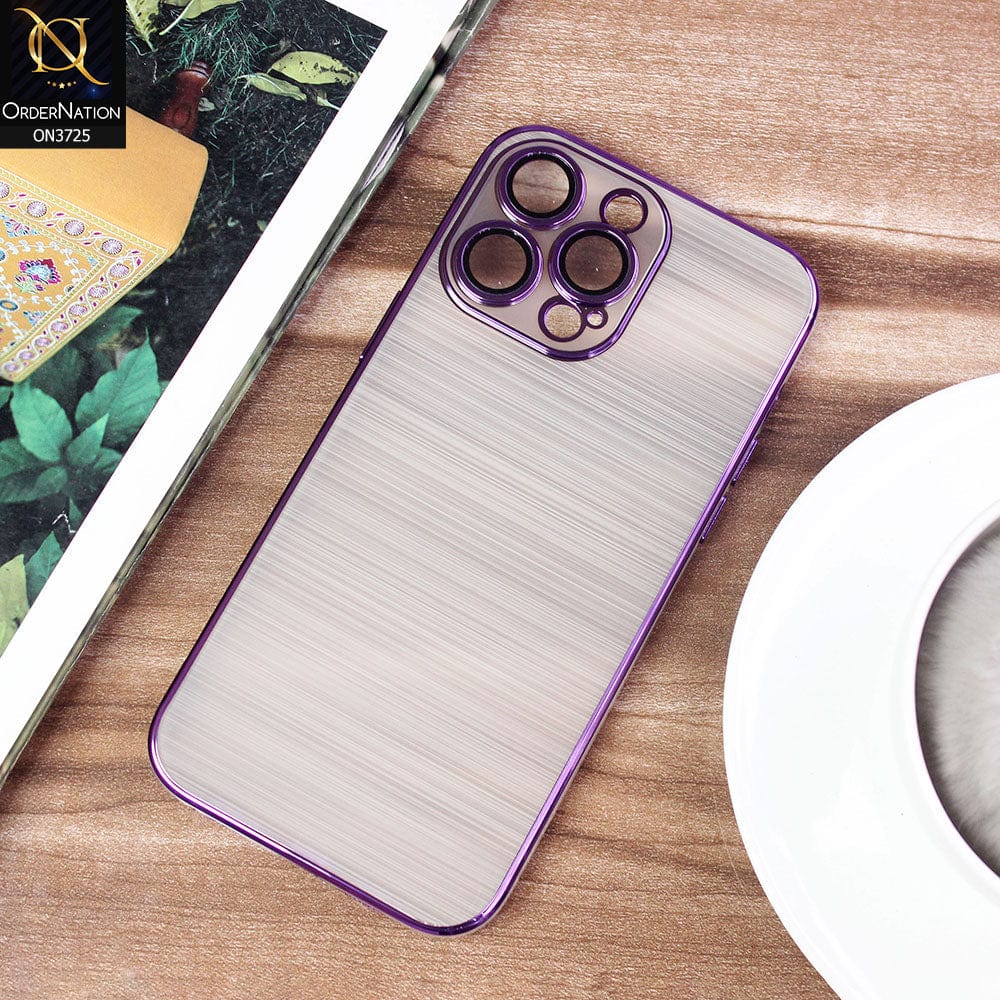 iPhone 14 Pro Max Cover - Purple - New Trendy Glossy Border With Camera Protection Soft Silicon Case