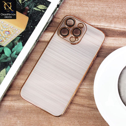 iPhone 12 Pro Max Cover - Golden - New Trendy Glossy Border With Camera Protection Soft Silicon Case