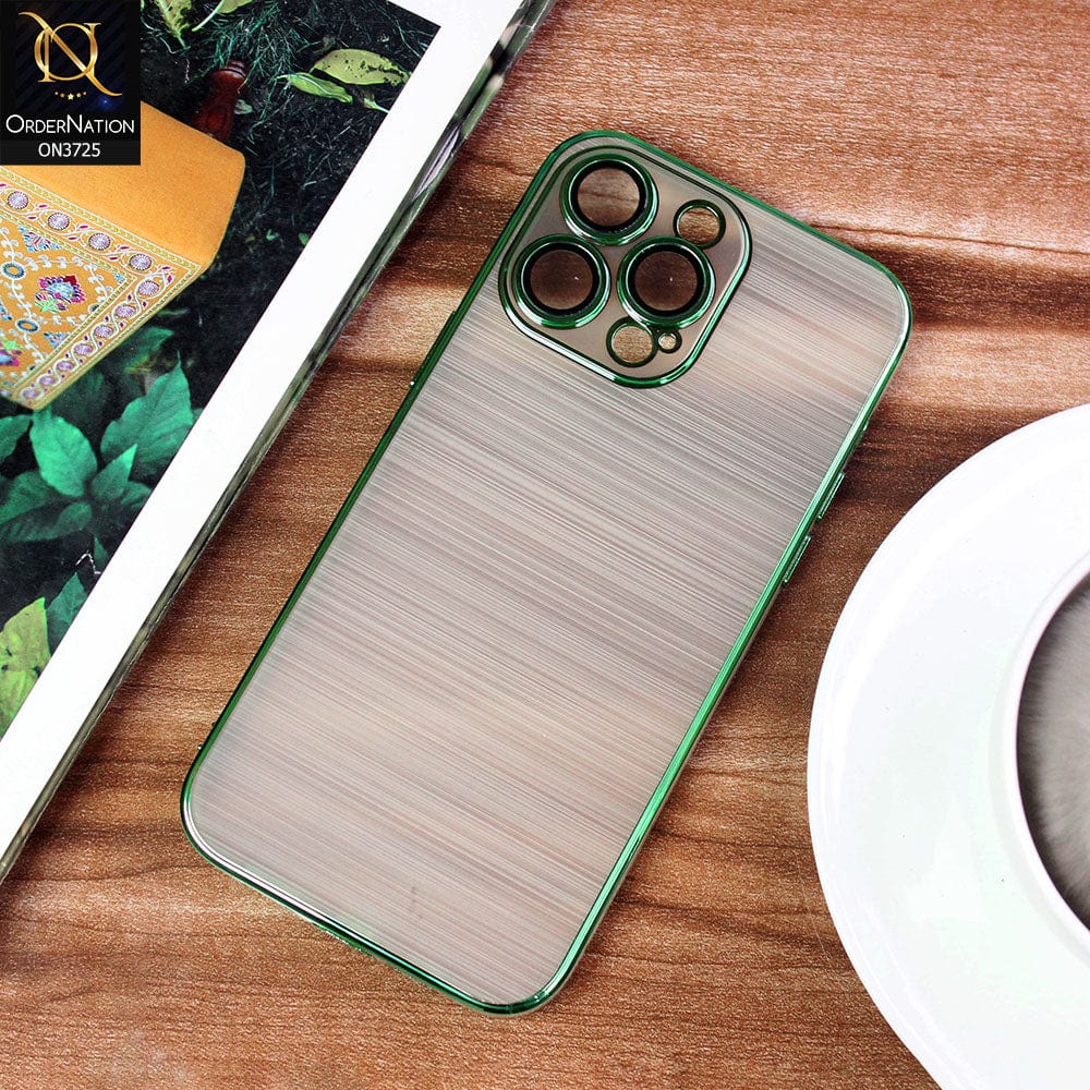 iPhone 14 Pro Max Cover - Green - New Trendy Glossy Border With Camera Protection Soft Silicon Case