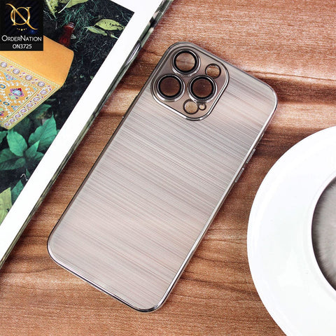 iPhone 14 Pro Max Cover - Silver - New Trendy Glossy Border With Camera Protection Soft Silicon Case