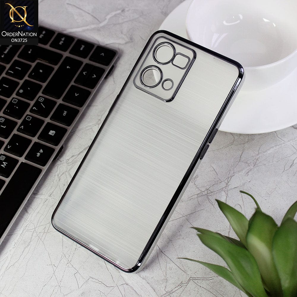Oppo Reno 7 4G Cover - Black - New Trendy Glossy Border With Camera Protection Soft Silicon Case