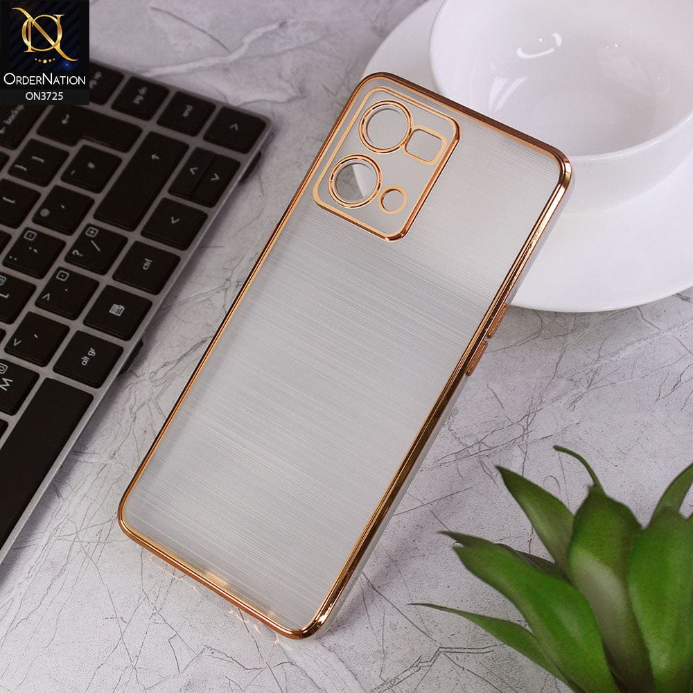Oppo F21 Pro 4G Cover - Golden - New Trendy Glossy Border With Camera Protection Soft Silicon Case