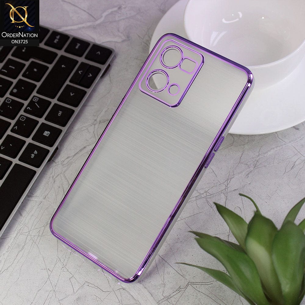 Oppo F21 Pro 4G Cover - Purple - New Trendy Glossy Border With Camera Protection Soft Silicon Case
